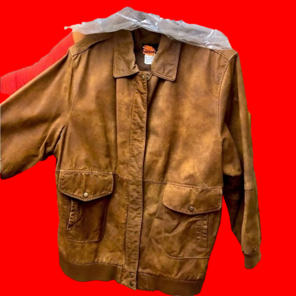 Suede Leather Bomber Jacket Via Accenti Brown Women’s 22W Vintage